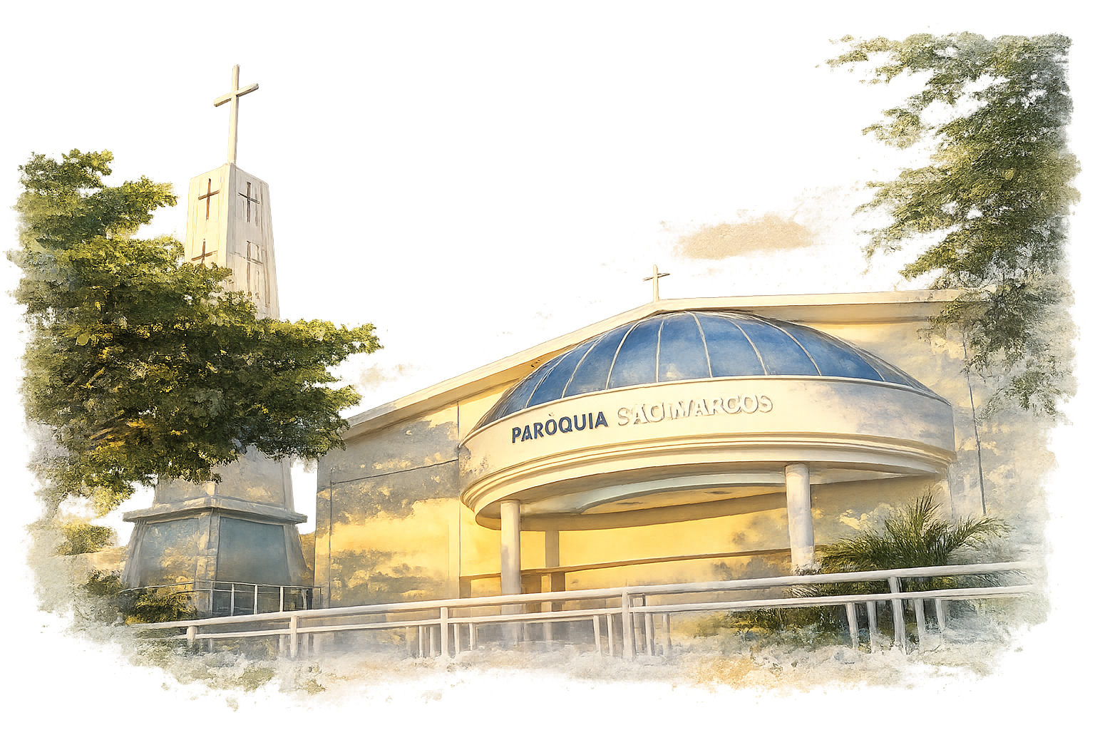 igreja paróquia são marcos em aquarela
