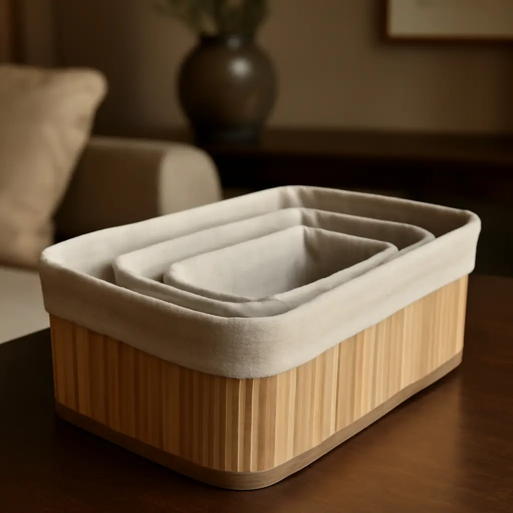 conjunto 3 cesto organizador bambu